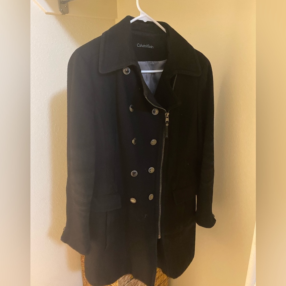 Black Calvin klein pea coat size m